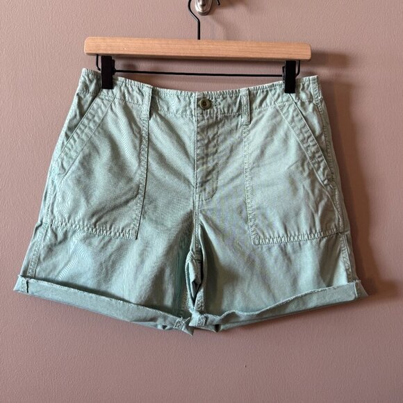 Women's 26 Madewell Light Green High Rise Linen Cotton Blend Shorts - Picture 2 of 6